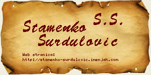 Stamenko Surdulović vizit kartica
